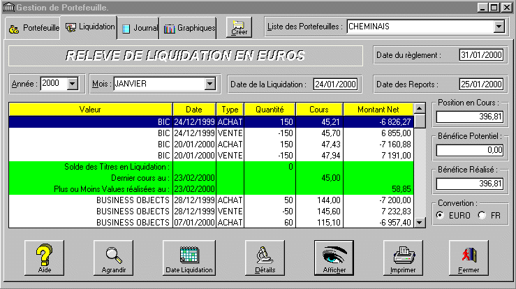 Image d'un relev&eacute; de liquidation